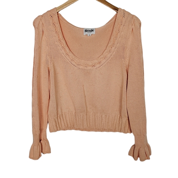 Rouje Lila Knit Sweater Pink Salmon Color Size 38 US 6 - Picture 3 of 8